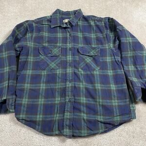 Vintage LL Bean Jacket Mens M Blue Green Plaid Thinsulate Shacket 90s Outdoor